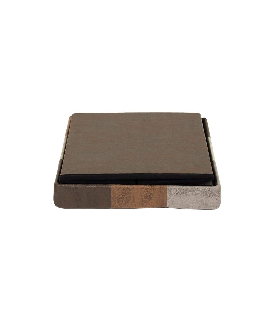 Pouf Coffre Pliable Patchwork Loic 38cm Marron-4