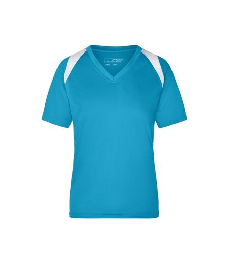 T-shirt Course À Pied Femme Turquoise Vif Blanc James And Nicholson