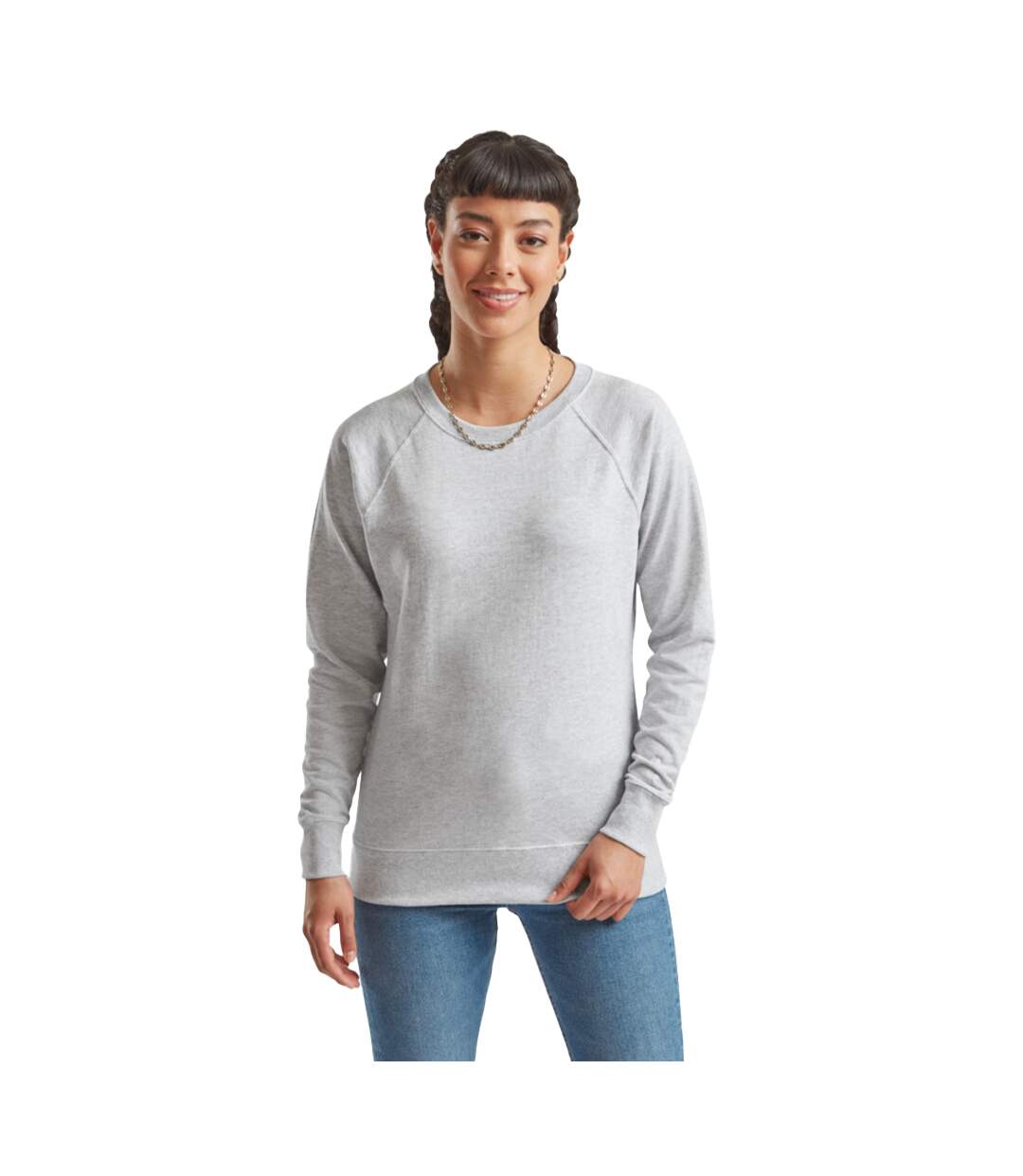 Sweat Manches Raglan Femme Gris Chiné Fruit Of The Loom-1