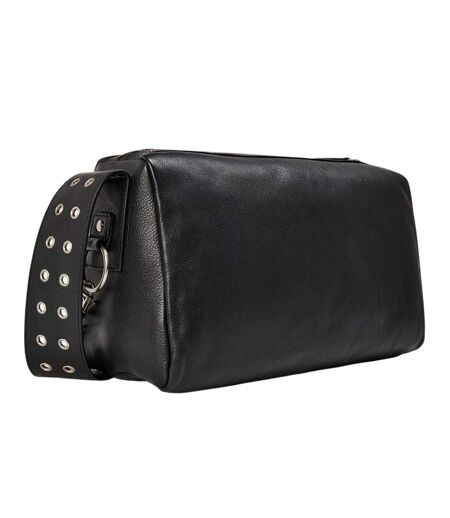 Metal Logo Leather Crossbody Bag One Size Black Kangol