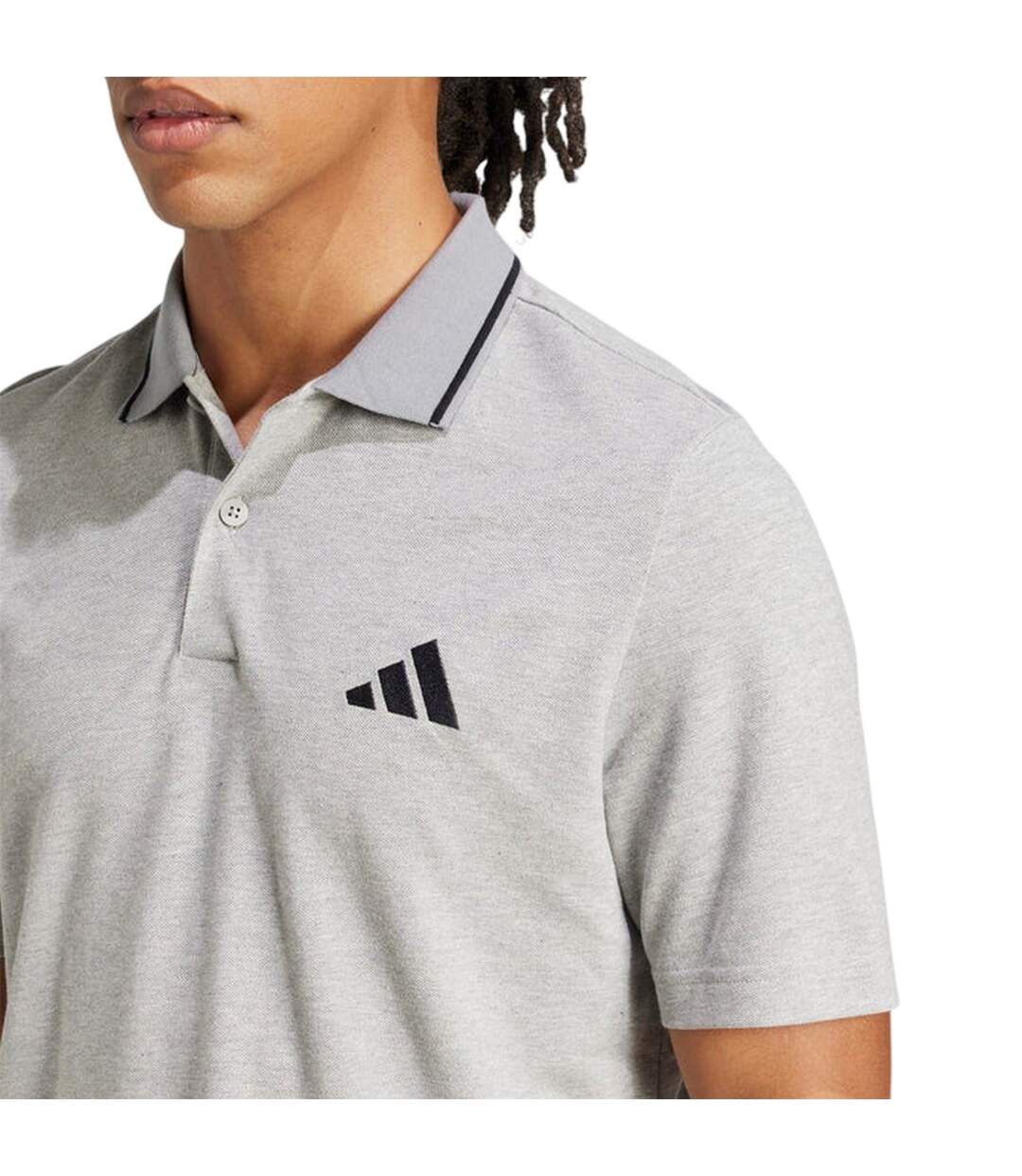 Polo Motif/style 3 Rayures Essentials Homme Gris Adidas-3