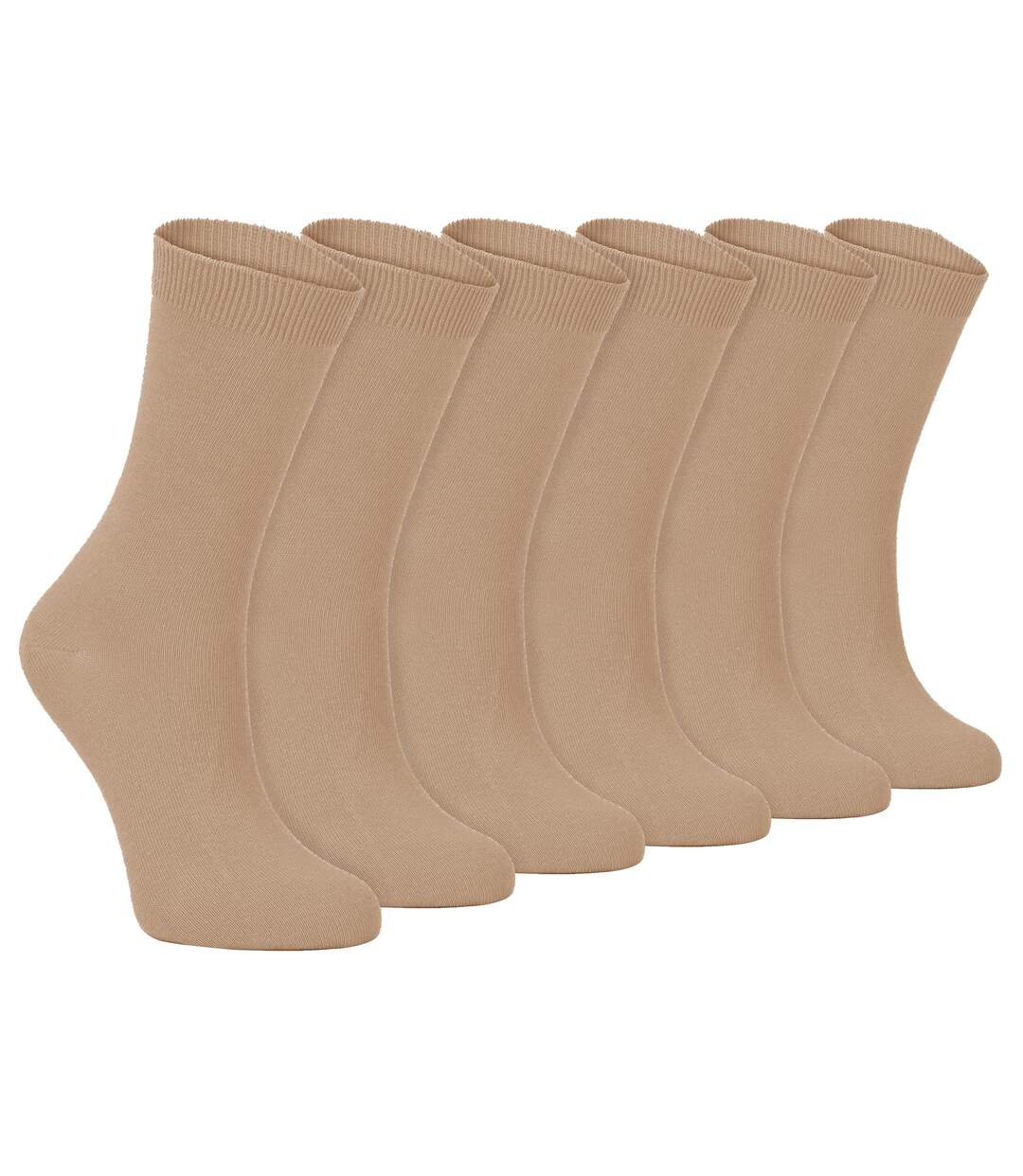 6 Pairs Ladies Plain Cotton Rich Dress Socks-1