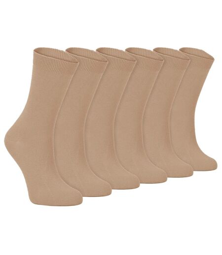 6 Pairs Ladies Plain Cotton Rich Dress Socks