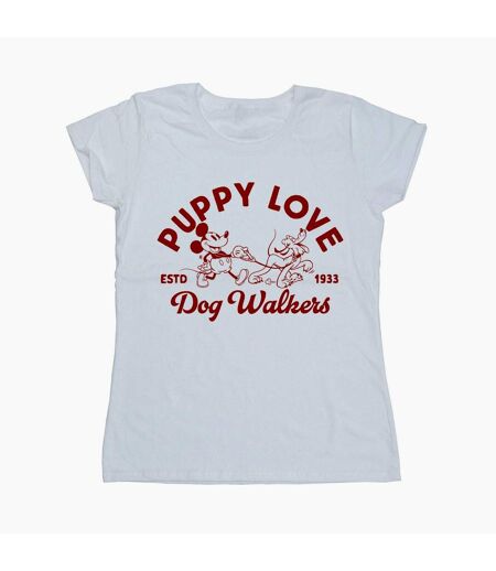 Disney Femme/Les femmes Mickey Mouse Puppy Love - T-shirt en coton (Blanc) - UTBI48777