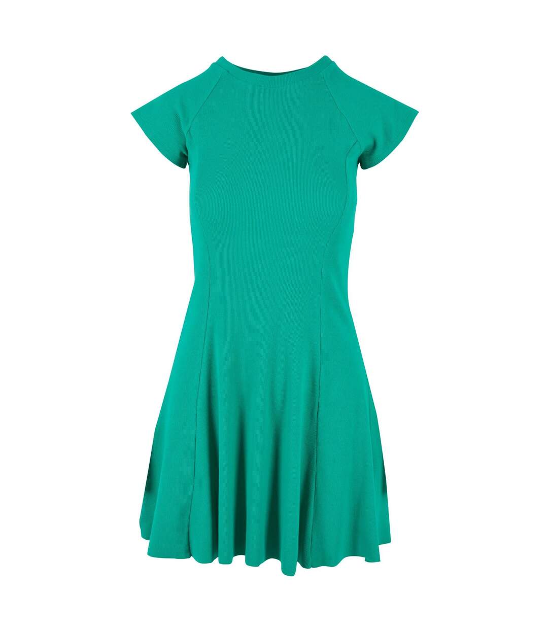 Womens/ladies Ribbed Skater Dress Fern Green Urban Classics-1