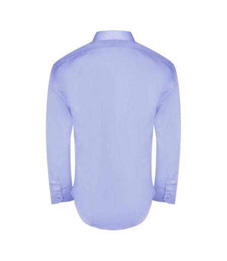 Mens Plain Branded Long-sleeved Shirt Blue Aquascutum