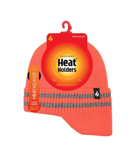 Mens Hi Vis Reflective Fleece Lined Thermal Winter Hat with Drop Neck