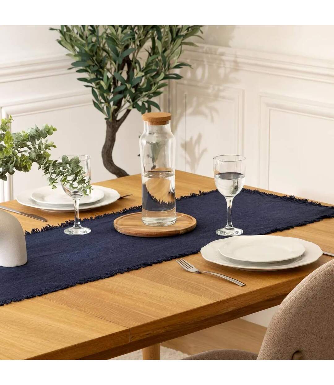 Chemin de Table Maha 38x140cm Bleu-4