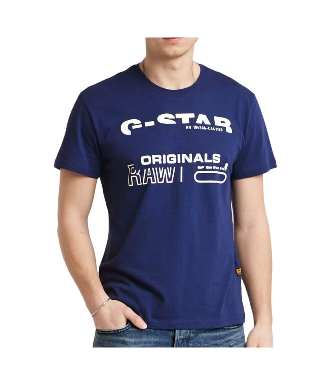 T-shirt Bleu Homme G-Star Raw Originals - L