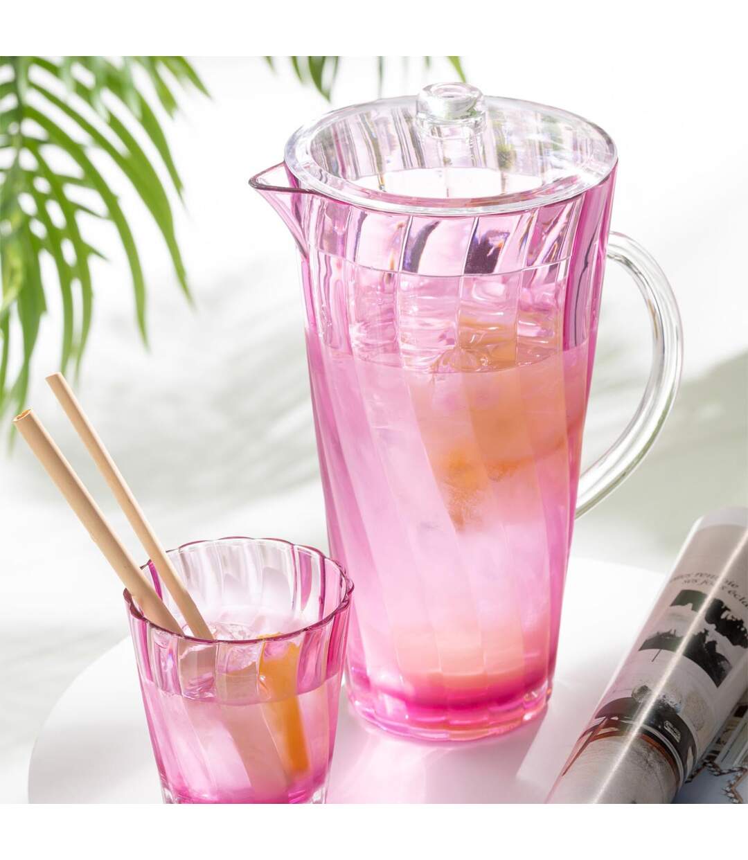 Carafe Réutilisable Vague 2,32L Rose-3