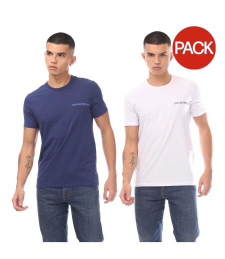 Pack Of 2  Mens Crew Neck Lounge T-shirt  Blue White Armani