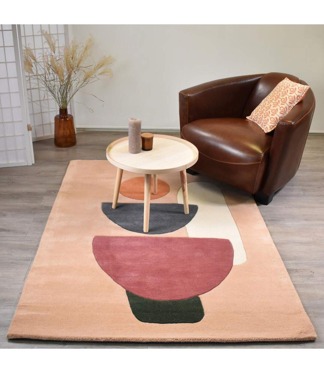 Tapis salon et chambre fait à la main en laine motif géométrique-2