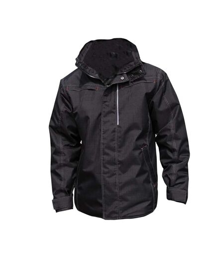 Result Mens Waterproof Denim Textured Rugged Jacket (Black) - UTPC2612