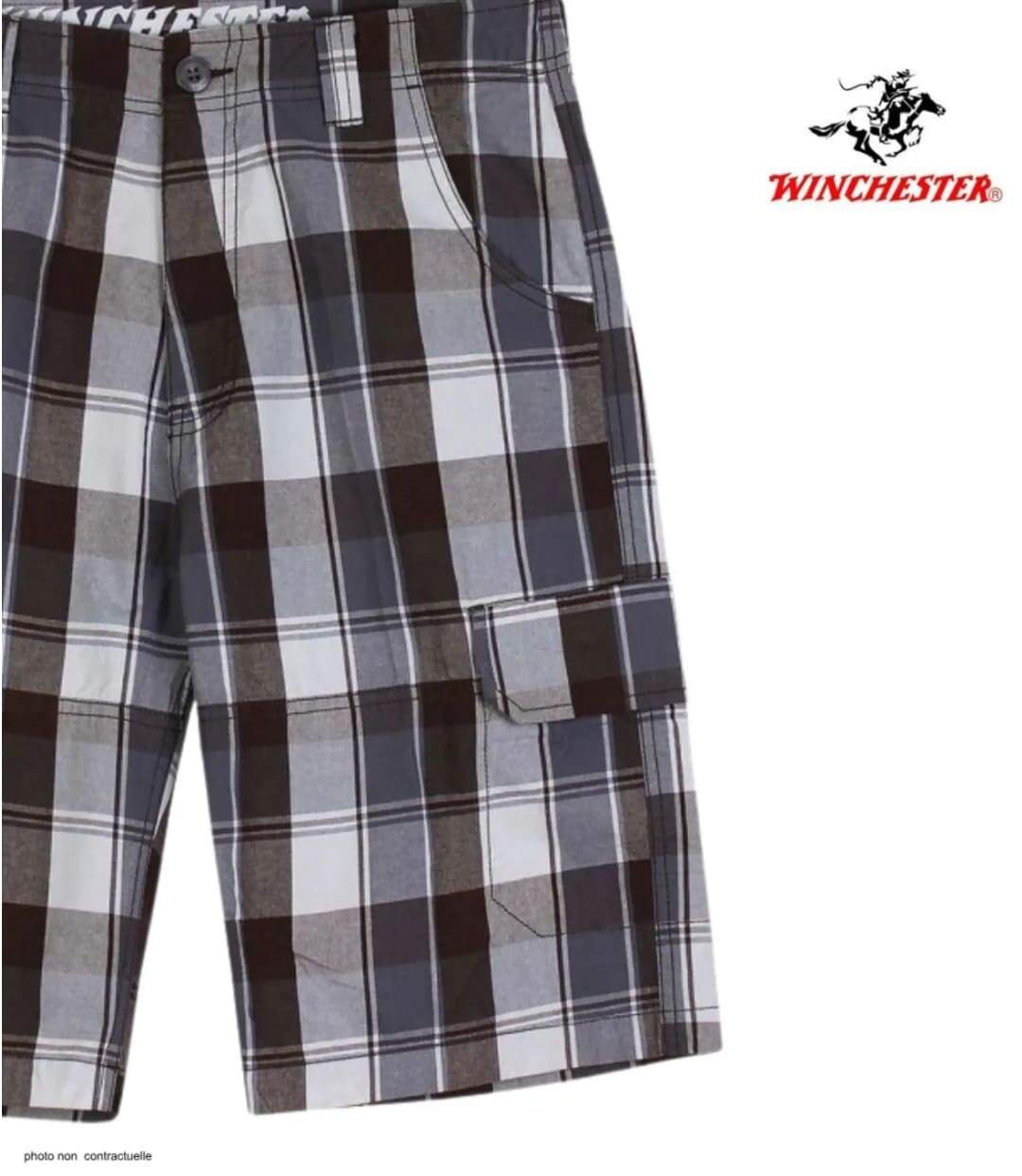 Bermuda homme WINCHESTER ILLOWA2 gris et chocolat : le short à carreaux en coton tout confort-4