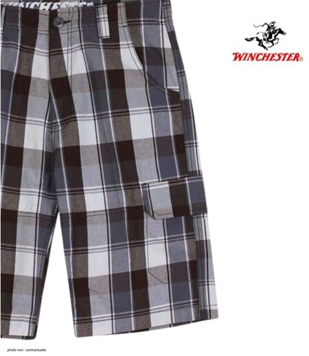 Bermuda homme WINCHESTER ILLOWA2 gris et chocolat : le short à carreaux en coton tout confort