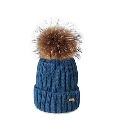 Unisex adult lamberton bobble beanie slate blue Coldstream