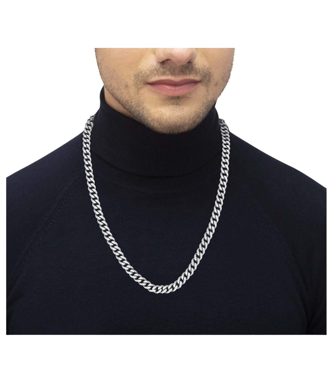 Mens Ion Plated Necklace One Size Silver Boss-4