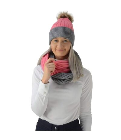 HyFASHION Womens/Ladies Luxembourg Luxury Snood (Coral/Charcoal) (One Size)