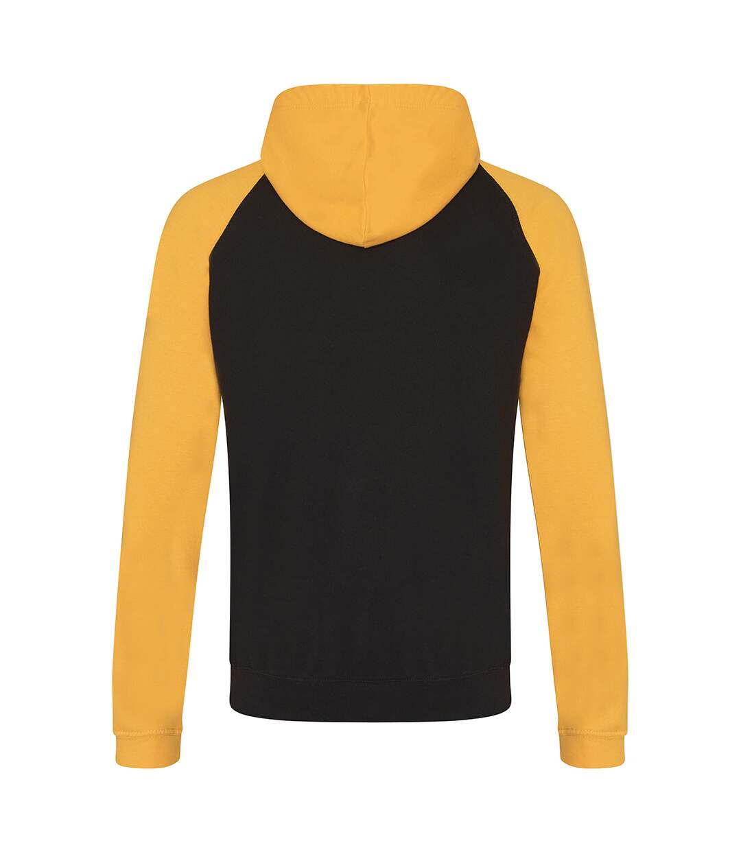 Awdis Just Hoods Adults Unisex Two Tone Hooded Baseball Sweatshirt/Hoodie (Jet Black/Gold) - UTRW3928-2