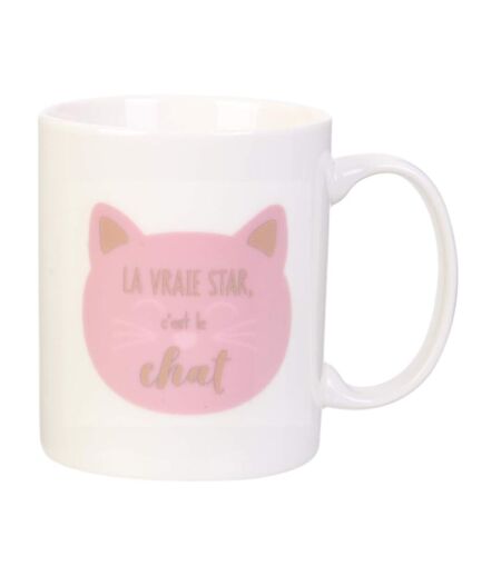 Mug Magique en Céramique Chat 35cl Blanc