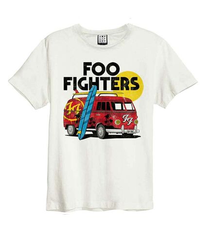 Unisex adult camper van foo fighters t-shirt vintage white Amplified