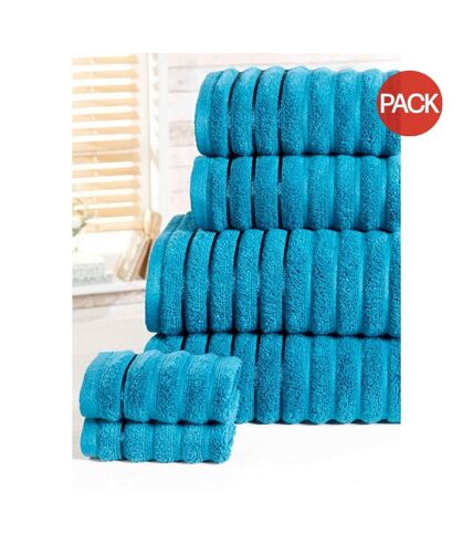 Pack of 6  Ribbed towel bale set  one size teal Rapport