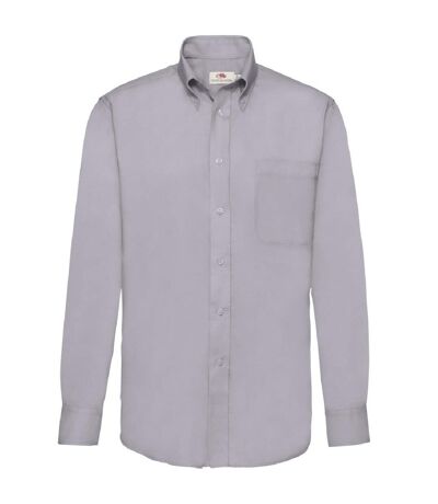 Fruit Of The Loom Mens Long Sleeve Oxford Shirt (Oxford Grey) - UTBC403