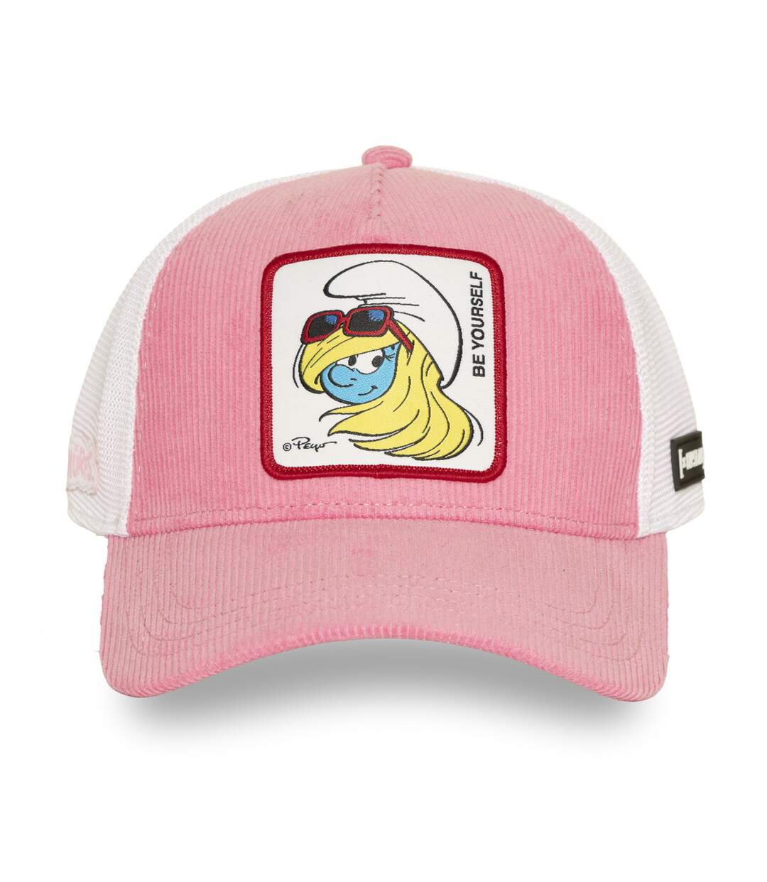 Casquette baseball effet velours avec filet et patch Soft Pink Capslab-2