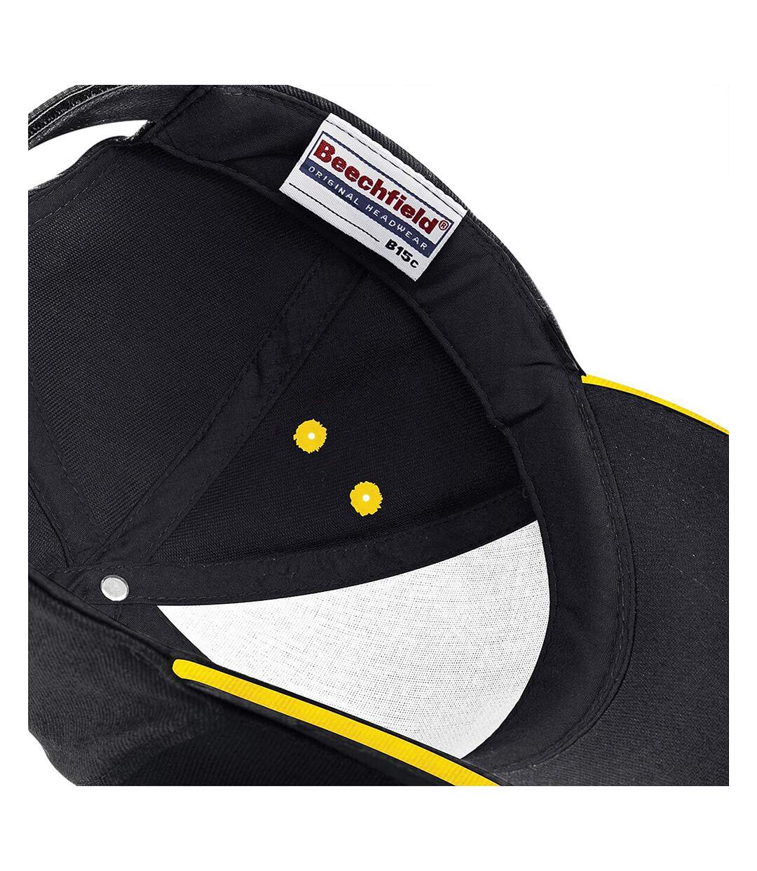 Casquette 100% coton adulte unisexe noir/jaune Beechfield-3