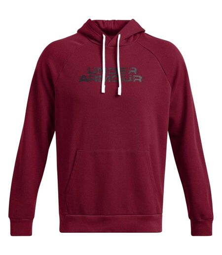 Mens Rival Raglan Drawstring Hoodie Red Under Armour