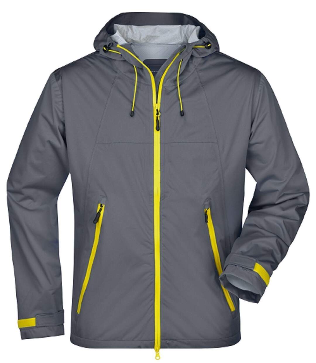 Veste softshell à capuche - Homme - JN1098 - gris fer et jaune