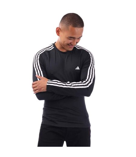 Haut Manches Longues Entraînement Style 3 Rayures Techfit Homme Noir Adidas