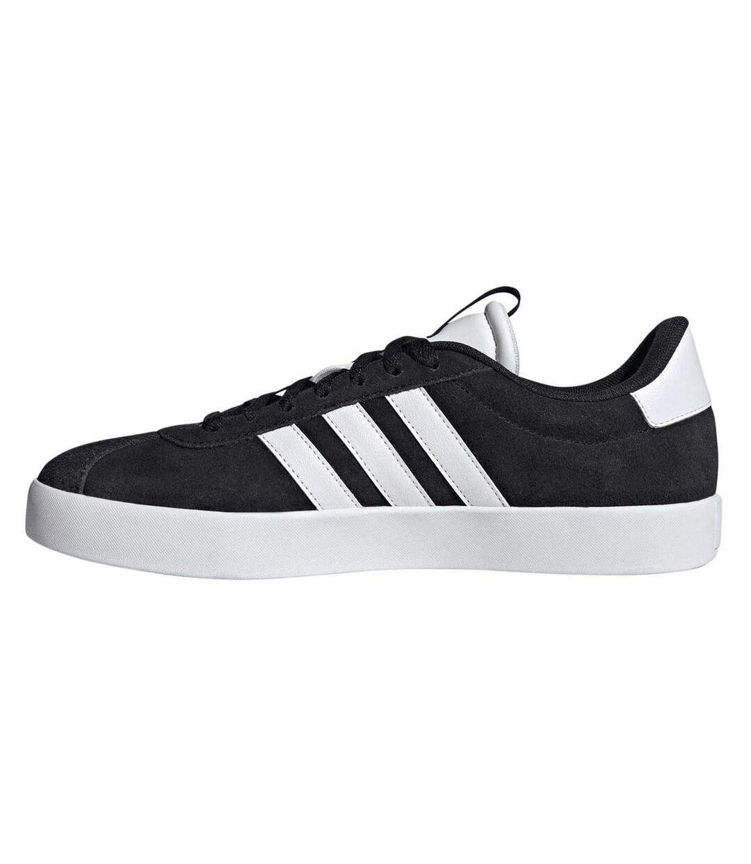 Mens Vl Court 3.0 3 Stripes Leather Shoes Black White Adidas-3