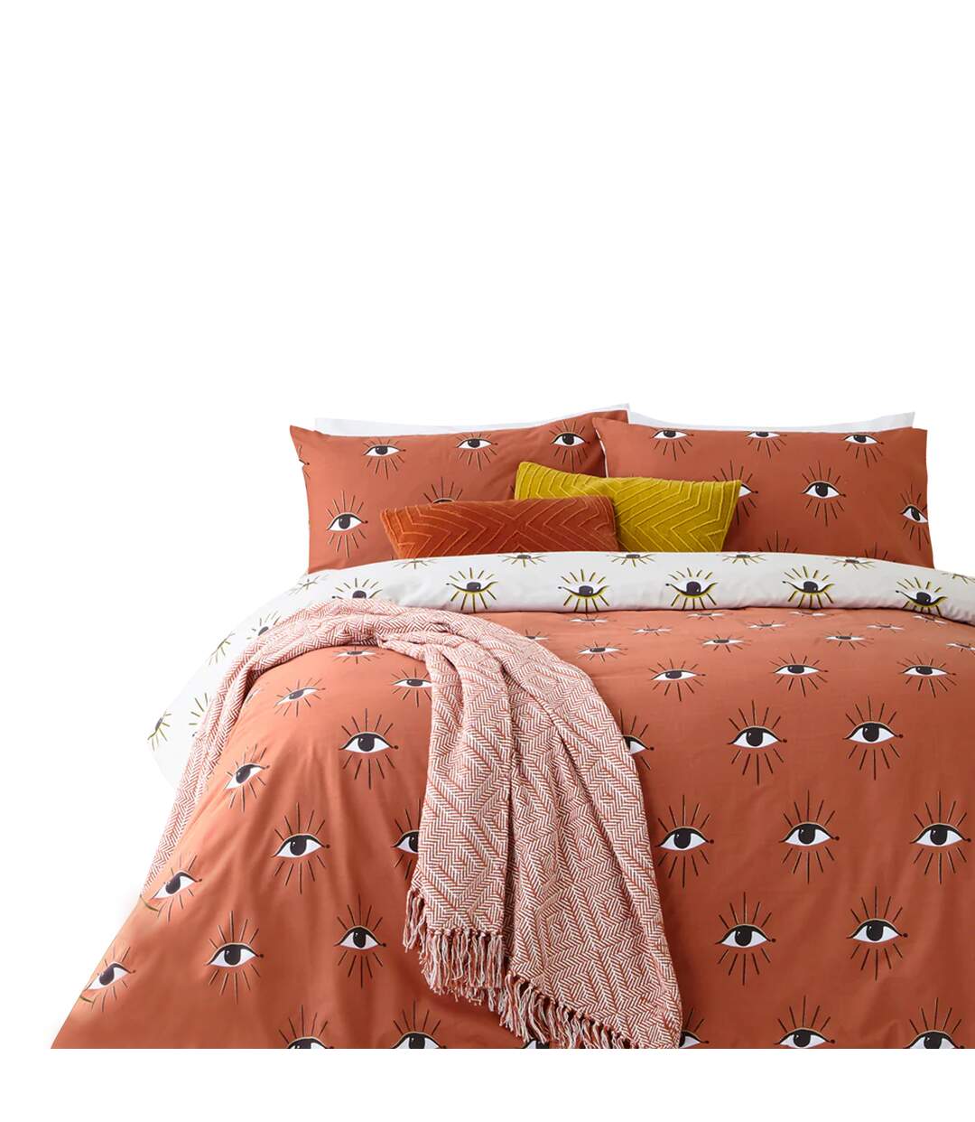 Theia eye duvet cover set pink clay Furn-2