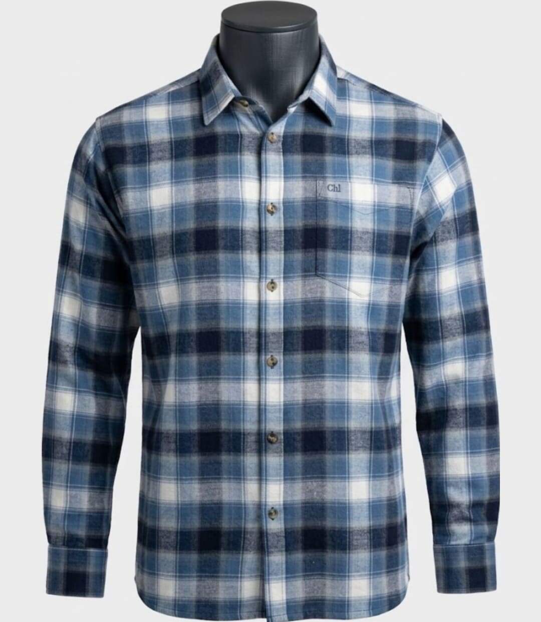 CHALLENGER BOB — Chemise à carreaux manches longues flanelle bleu/blanc : la douceur chaude au quotidien-2