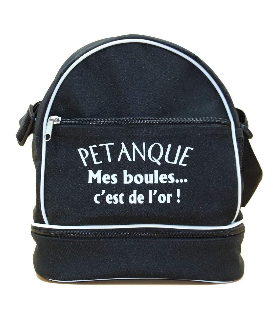 Sac bandoulière pour 3 boules de pétanque - Mes boules c'est de l'or - noir-2