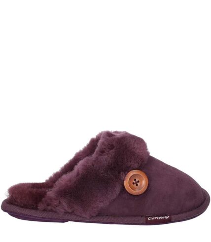 Womens/ladies lechlade suede sheepskin slippers purple Cotswold