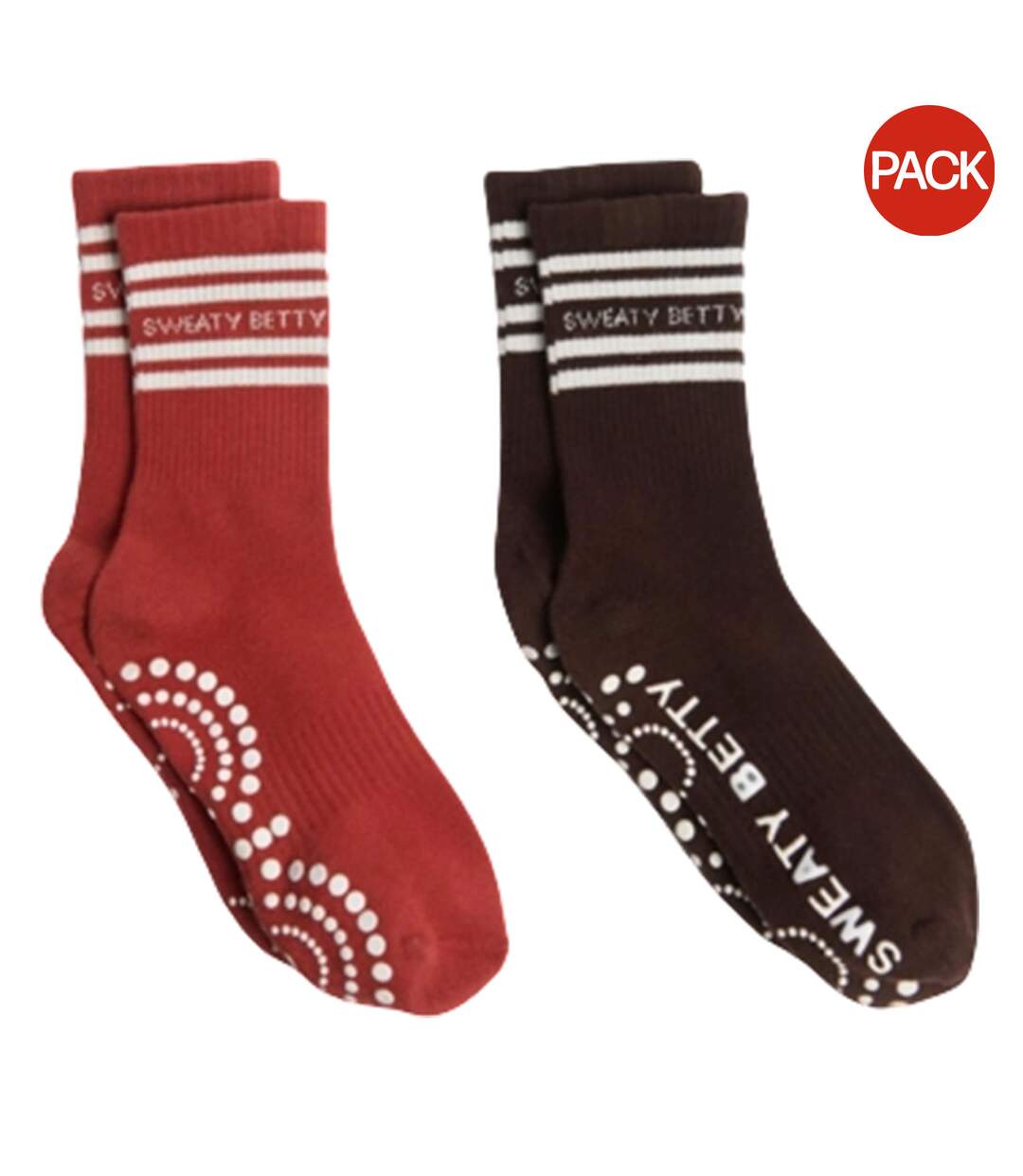 Lot De 2  Chaussettes Gripper Femme Marron Foncé Sweaty Betty-1