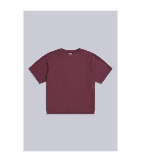 Womens/ladies Idol Relaxed Fit T-shirt Burgundy Animal