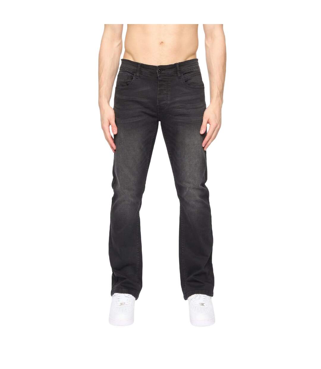 Mens Winsbury Bootcut Jeans Black Crosshatch-2