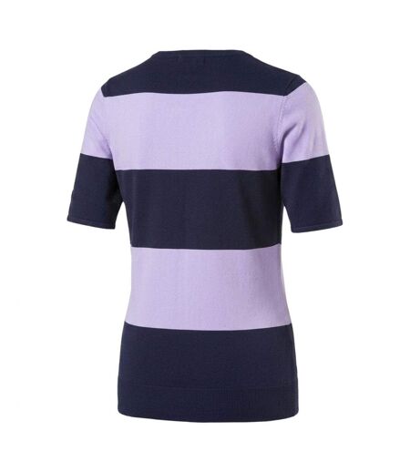Womens/ladies Short-sleeved Golf Sweater Top Navy Purple Puma