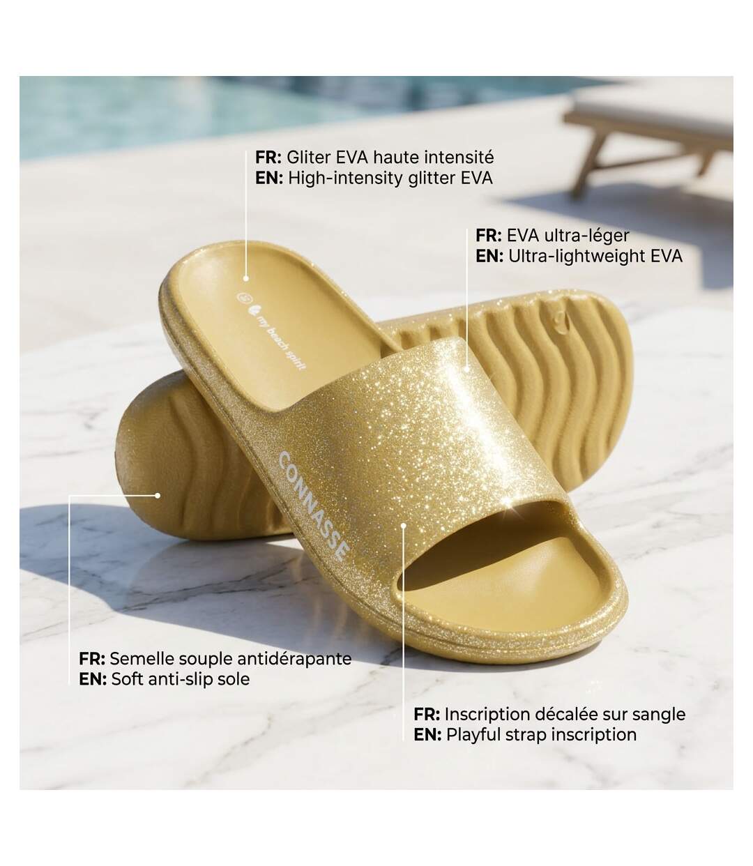 OZABI Claquette Glitter Message Humour 5 Coloris 36-41-4