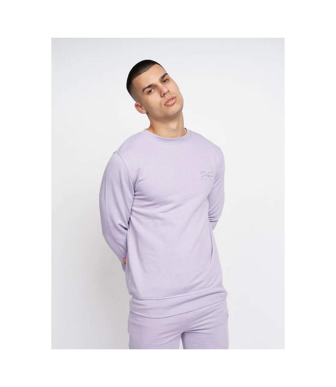 Crosshatch Mens Wayland Crew Neck Sweatshirt (Light Purple)