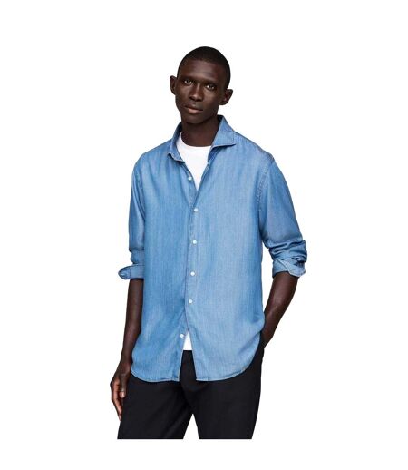 Mens Plain Slim Shirt Denim Tommy Hilfiger