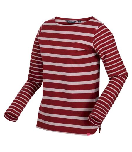 Regatta Womens/Ladies Farida Striped Long-Sleeved T-Shirt (Cabernet/Lilac Chalk) - UTRG8449