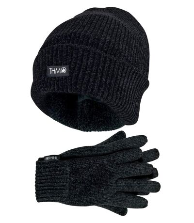 Ladies Thinsulate Hat and Gloves Set | THMO | Soft Chenille Ribbed Beanie Hat & Gloves for Women
