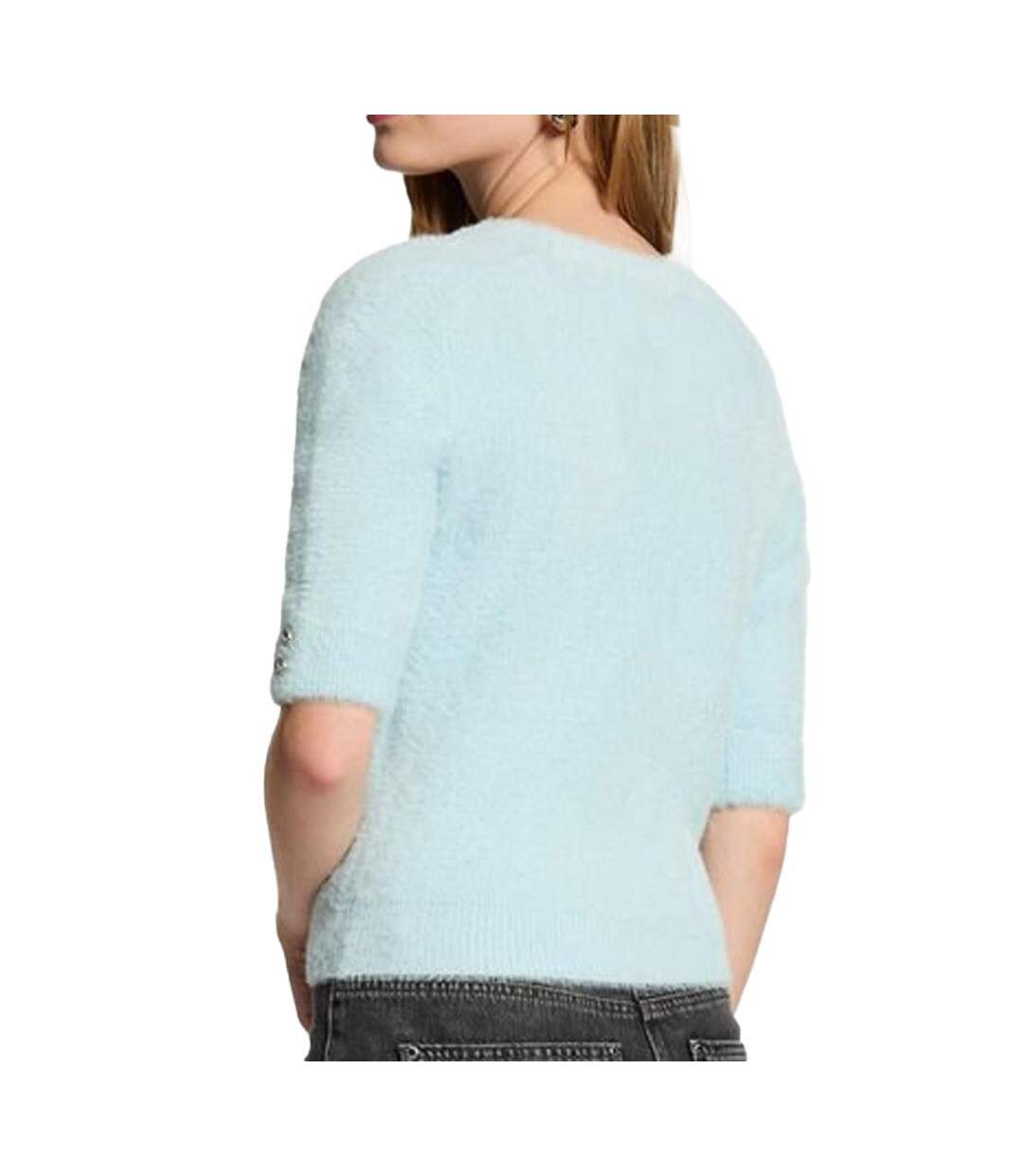Pull manches courtes turquoise femme morgan mtom-2