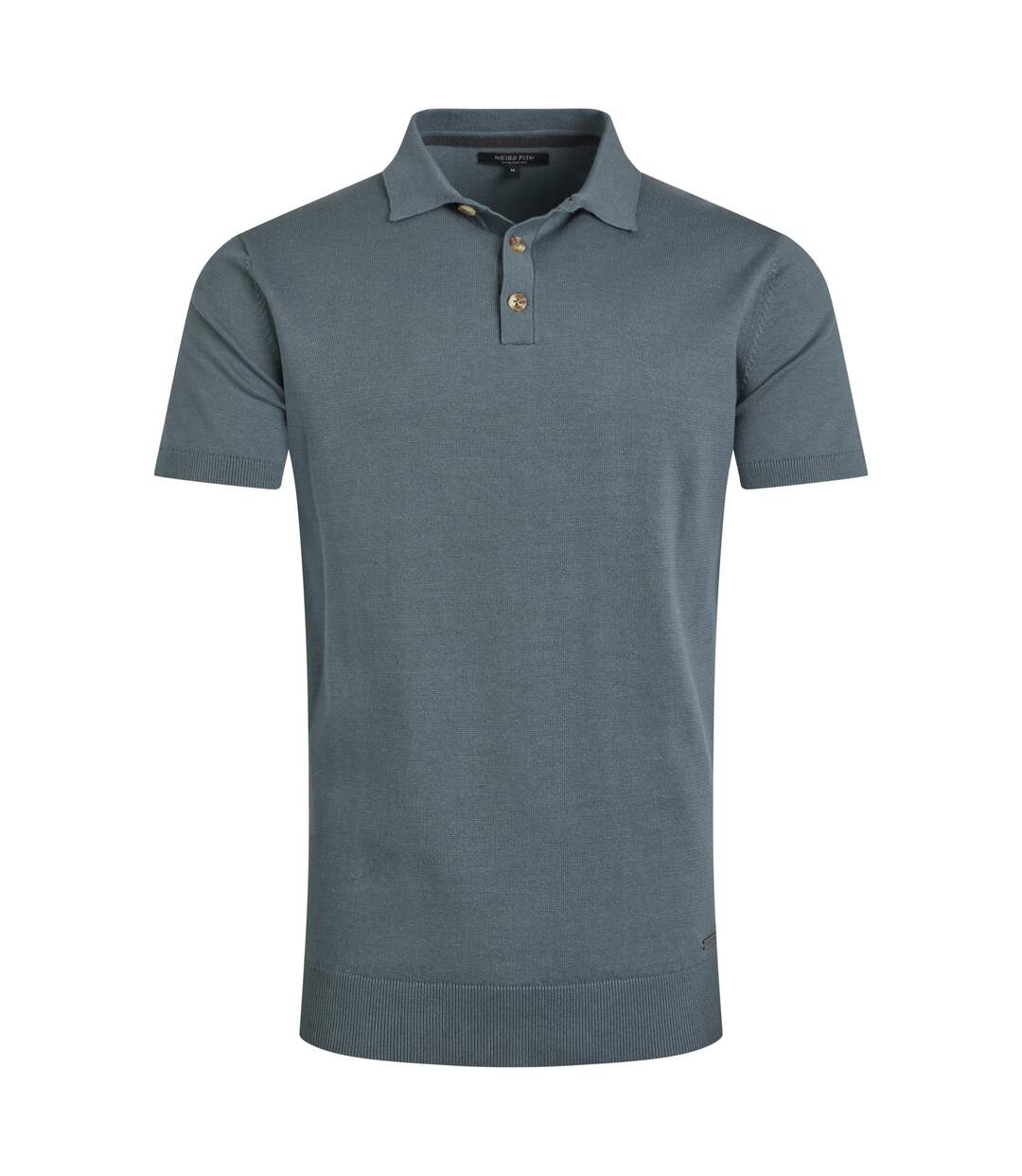Mens quentin knitted short-sleeved polo shirt blue mirage Weird Fish-1