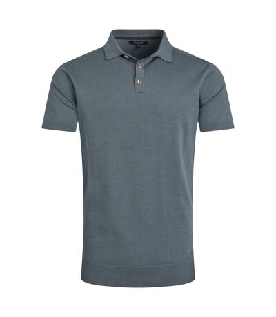 Mens quentin knitted short-sleeved polo shirt blue mirage Weird Fish