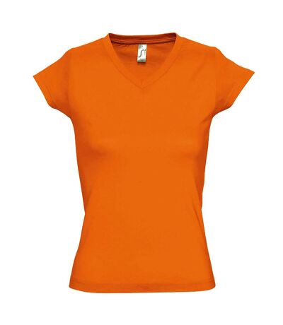 SOLs Womens/Ladies Moon V Neck Short Sleeve T-Shirt (Orange) - UTPC294